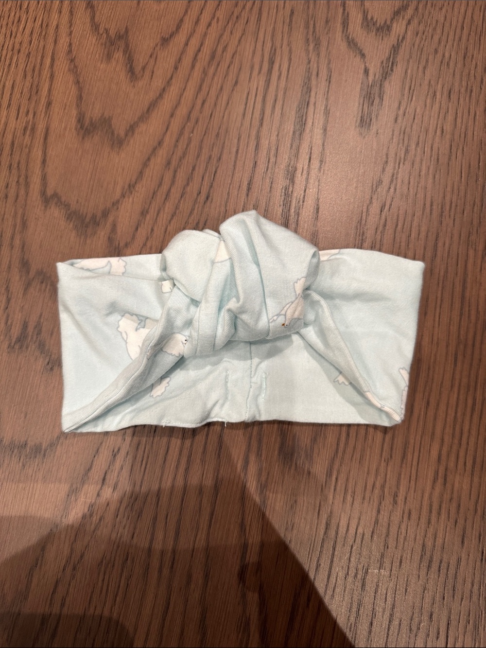 Soft Knot Baby Headband in Light Blue with Cloud Motif